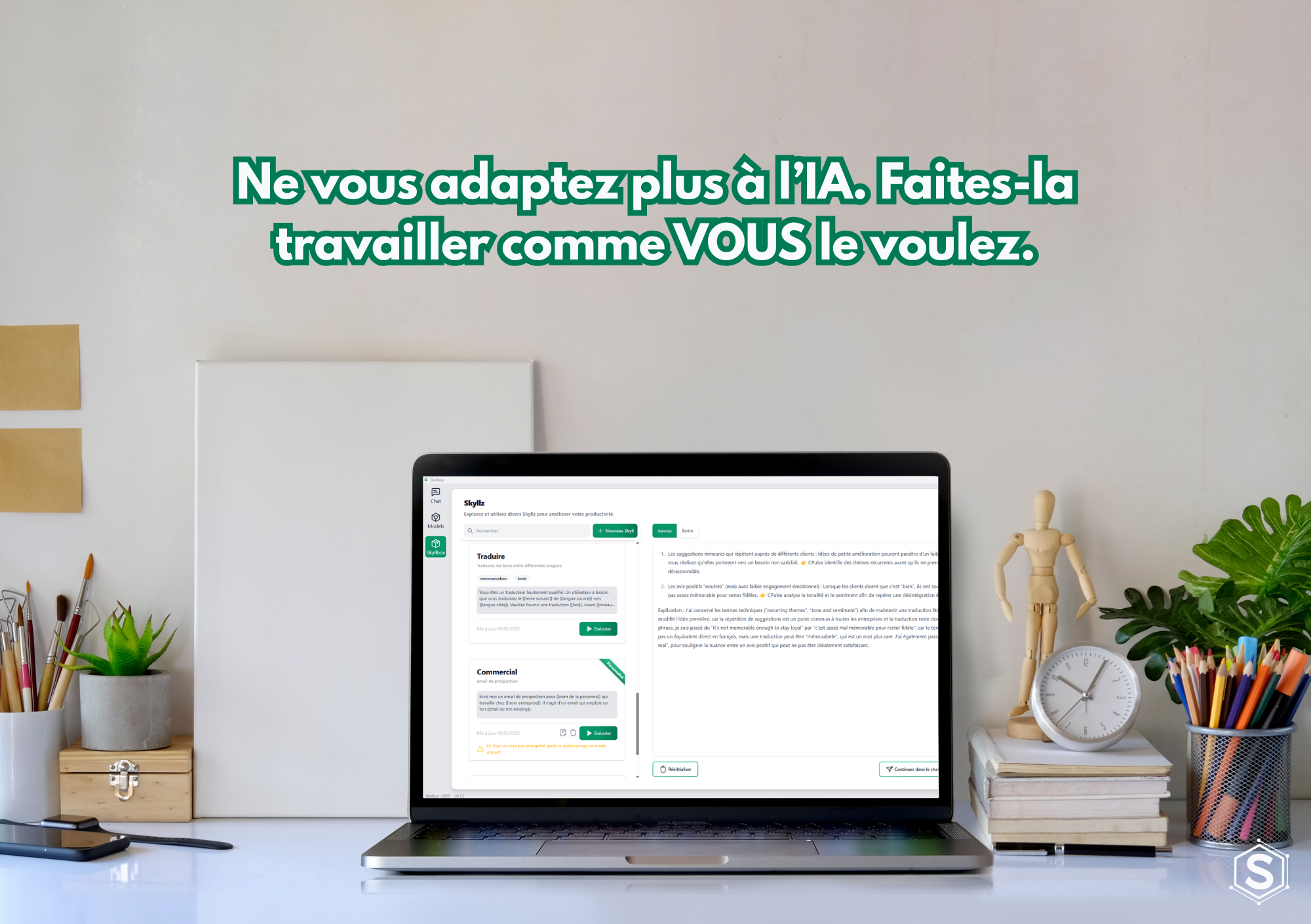 Ne vous adaptez plus à l’IA. Faites-la travailler comme VOUS le voulez.